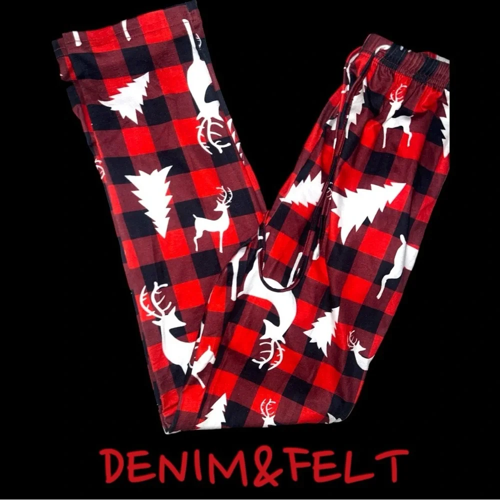 NEW Ekouaer Christmas Pajama Set Red Black‎ Buffalo Plaid Reindeer Kids